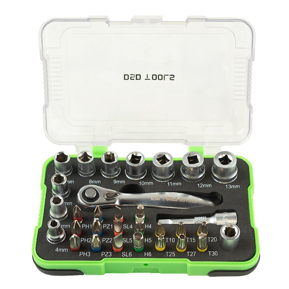 31 PCS. 1/4" RATCHET AND DIGITAL SOCKETS AND BITS SET DS1333