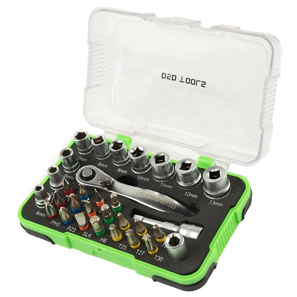 31 PCS. 1/4" RATCHET AND DIGITAL SOCKETS AND BITS SET DS1333