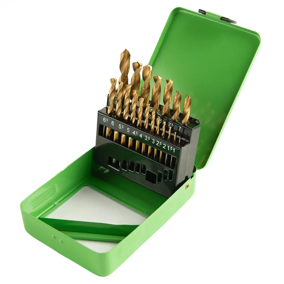 19 PCS HSS DRILL BIT SET WITH TITANIUM COATING 1 - 10 mm DS1430