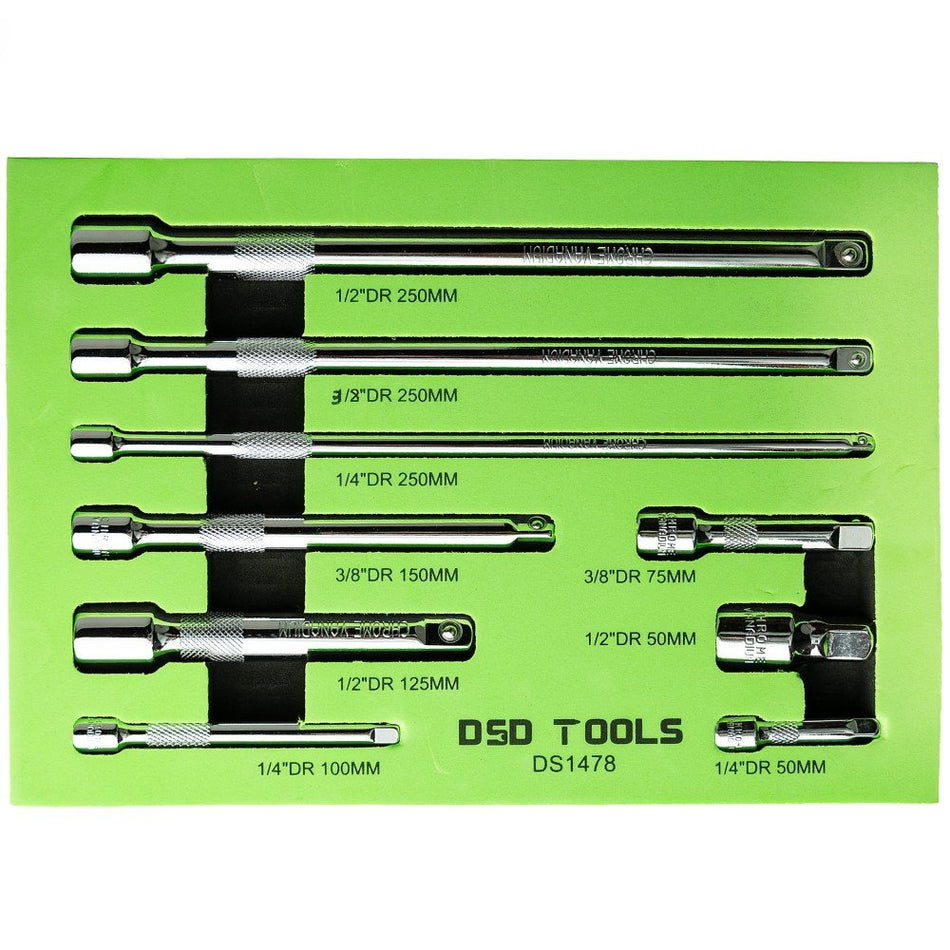 9 PCS EXTENSION SET - 1/4" 3/8" 1/2" DS1478