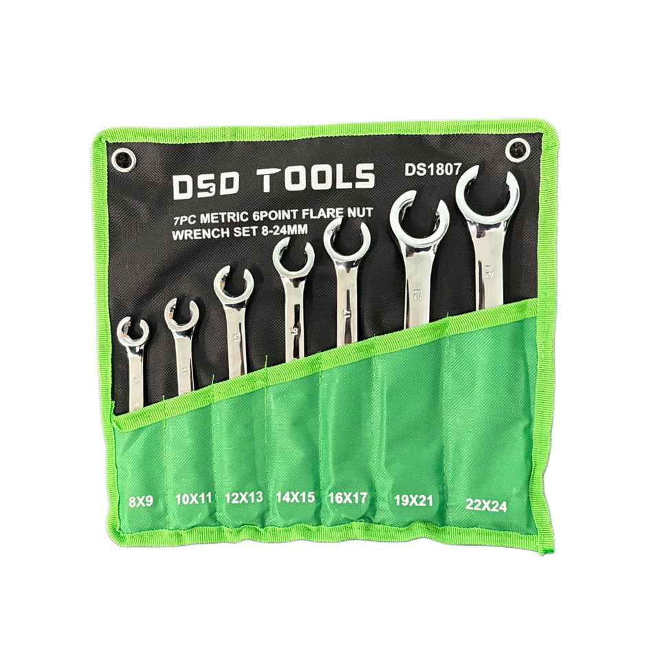7-PIECE METRIC HEXAGONAL PIPE WRENCH SET 8-24 mm DS1807