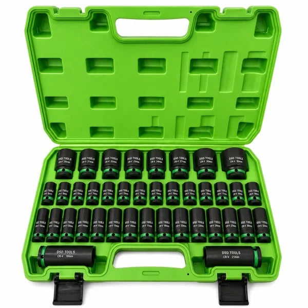 35-piece 1/2″ drive 6-point metric short and long impact socket set DS1880